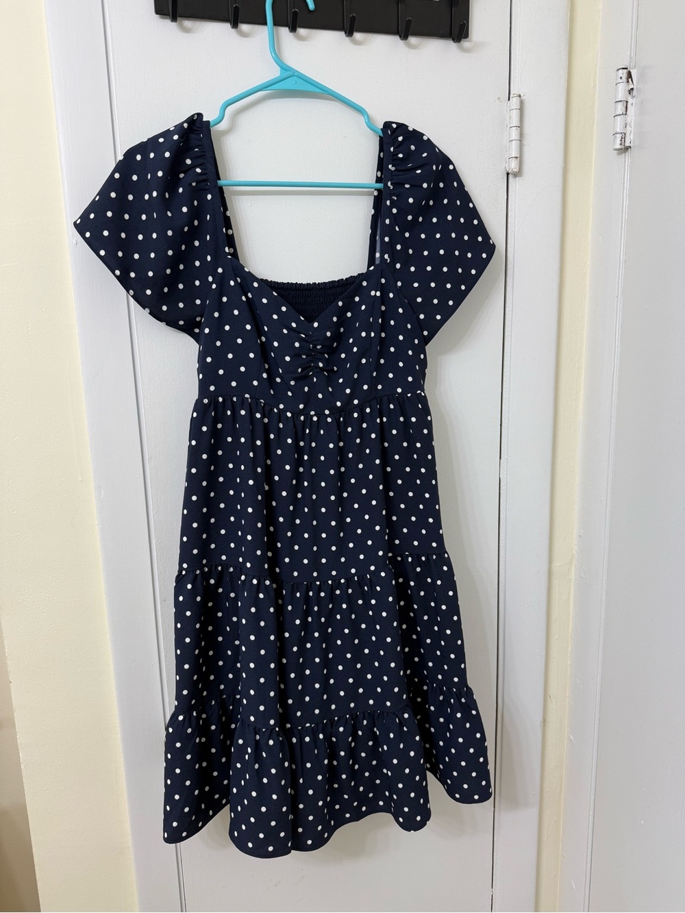 Draper James Navy Polka Dot Tiered Dress - Women's Size 4